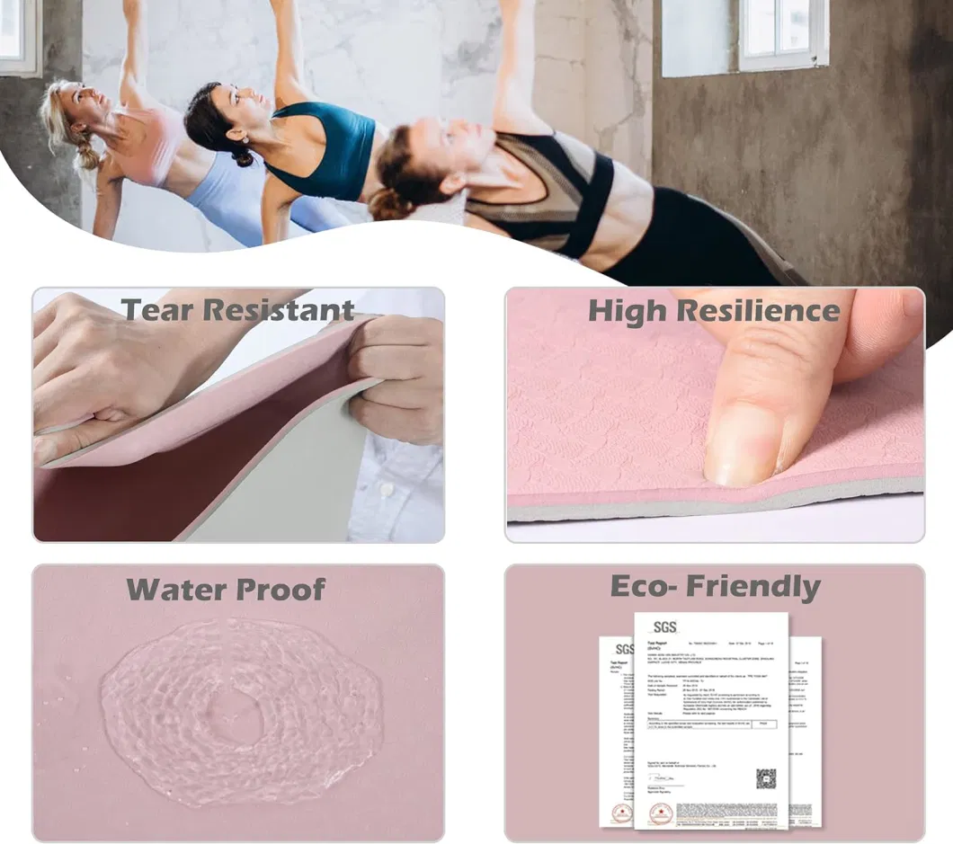 Non Slip 1/4 Inch Thick Eco Friendly TPE Exercise Fitness Pilates Mat