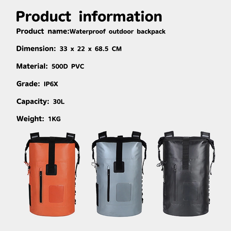 High Quality Outdoor PVC Roll Top Travel Waterproof Large Dry Bag Backpack