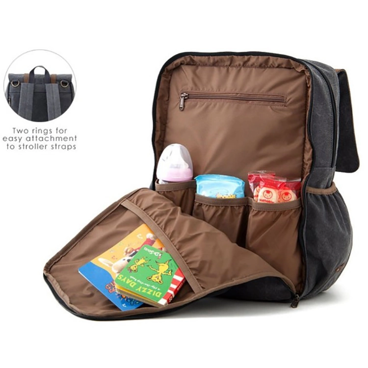Multifunction Fashion Waxed Canvas Baby Diaper Nappy Backpack