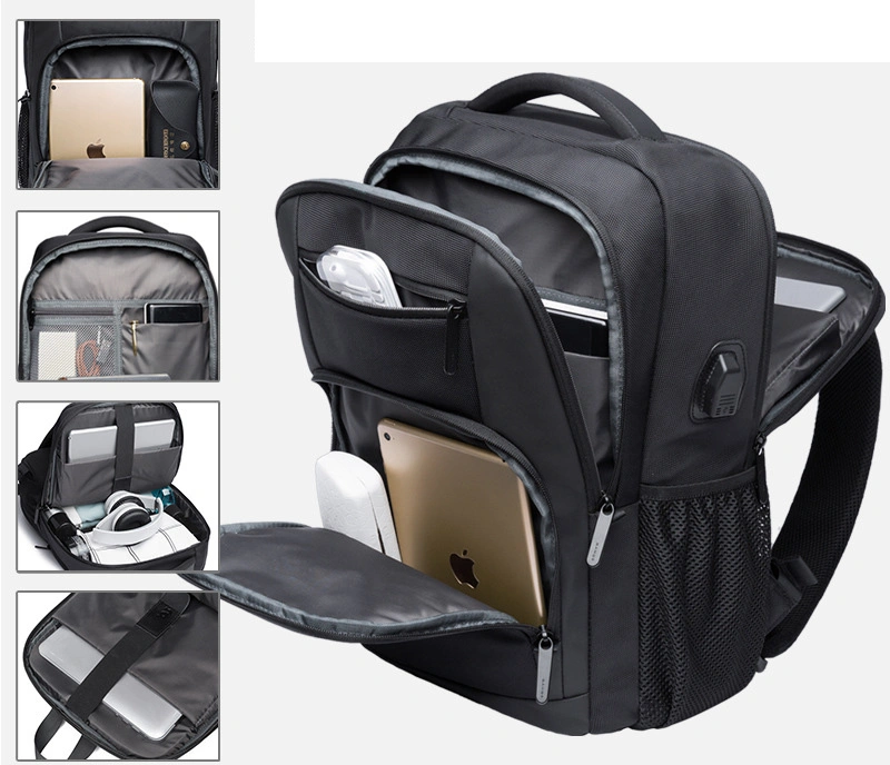 Water Resistant Men Double Shoulder Business Casual Travel Computer Laptop Notebook Bag Pack Backpack (CY8882)