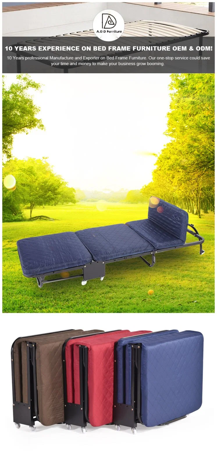 Modern Office Furniture Outdoor Steel Metal Iron Folding Camp Bed