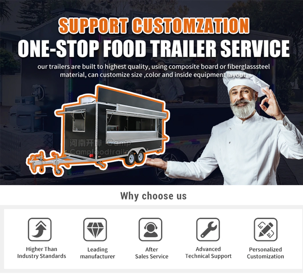 Camp Good Quality Convenient Mobile Food Trailer Street Food Cart Deep Fryer Food Truck Trailer Fully Equipped Kitchen