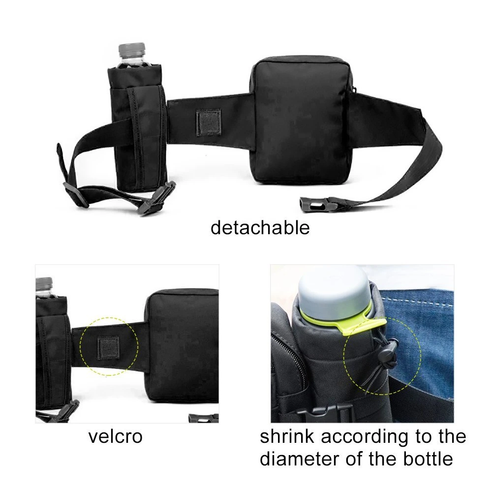 Waist Fanny Pack with Water Bottle Holder and Phone Pocked Multipurpose Waterproof Bum Bag Outdoor Pouch Adjustable Hip Belt for Hiking Running Esg10269