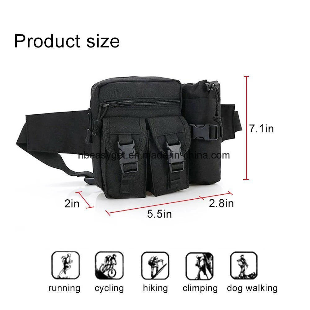 Waist Fanny Pack with Water Bottle Holder and Phone Pocked Multipurpose Waterproof Bum Bag Outdoor Pouch Adjustable Hip Belt for Hiking Running Esg10269