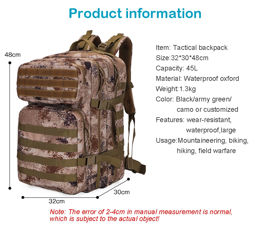 3p Camo Travel Gym Duffel Bags Hiking Camping Waterproof Men Tactical Backpack