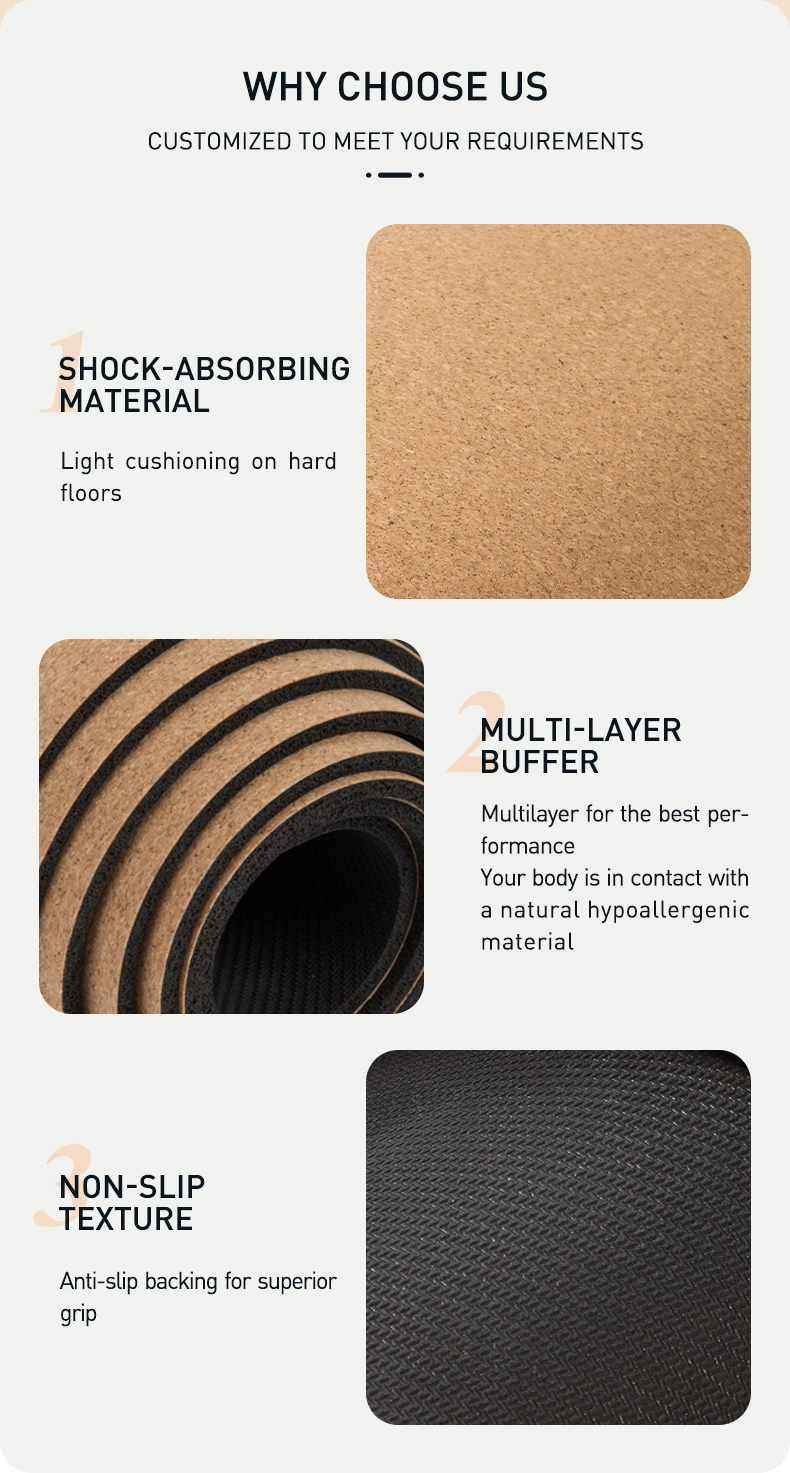Shengde Wholesale High Quality Private Label Logo Non Slip Eco Cork Rubber Yoga Mat with Logo Print