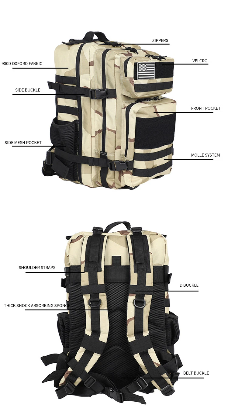 Sabado Outdoor 25L 40L 45L Back Pack Oxford Camouflage Bag Trekking Rucksack Molle Assault Pack 3 Day Hiking Pack Tactical Backpack