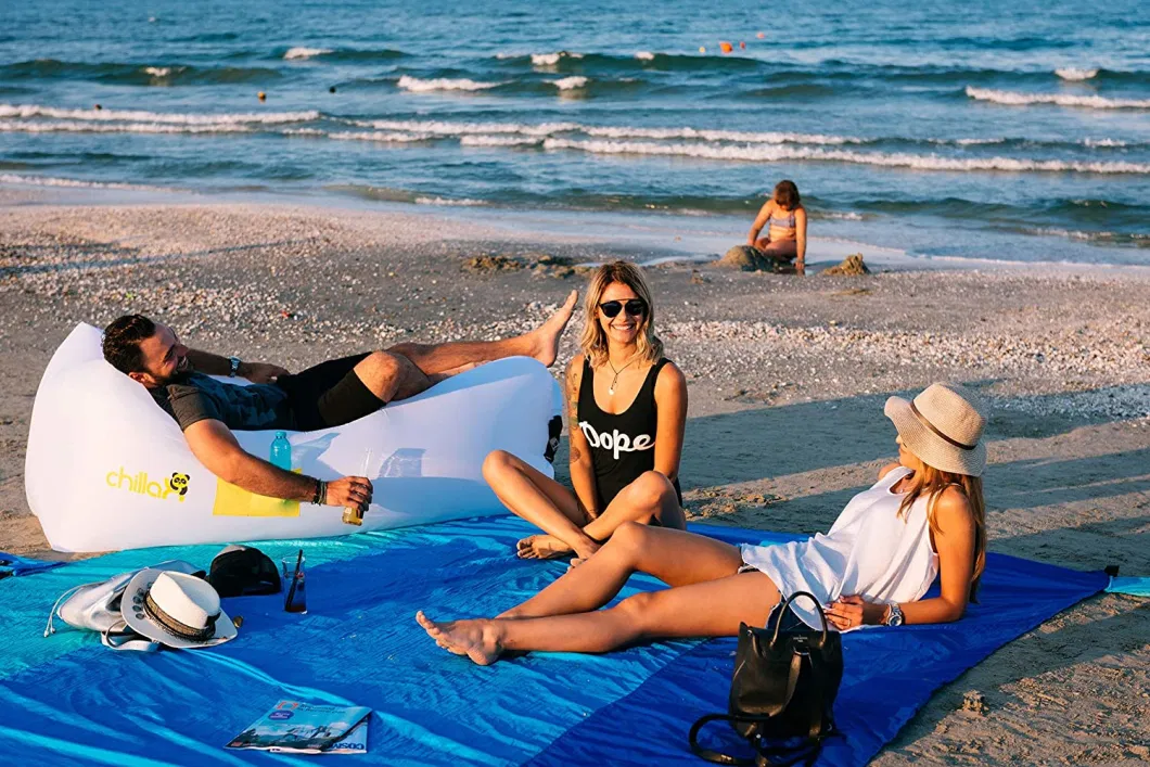 Outdoor Compact Cheap Sand Free Beach Mat Custom Logo Durable Parachute Nylon Sand Proof Beach Blanket