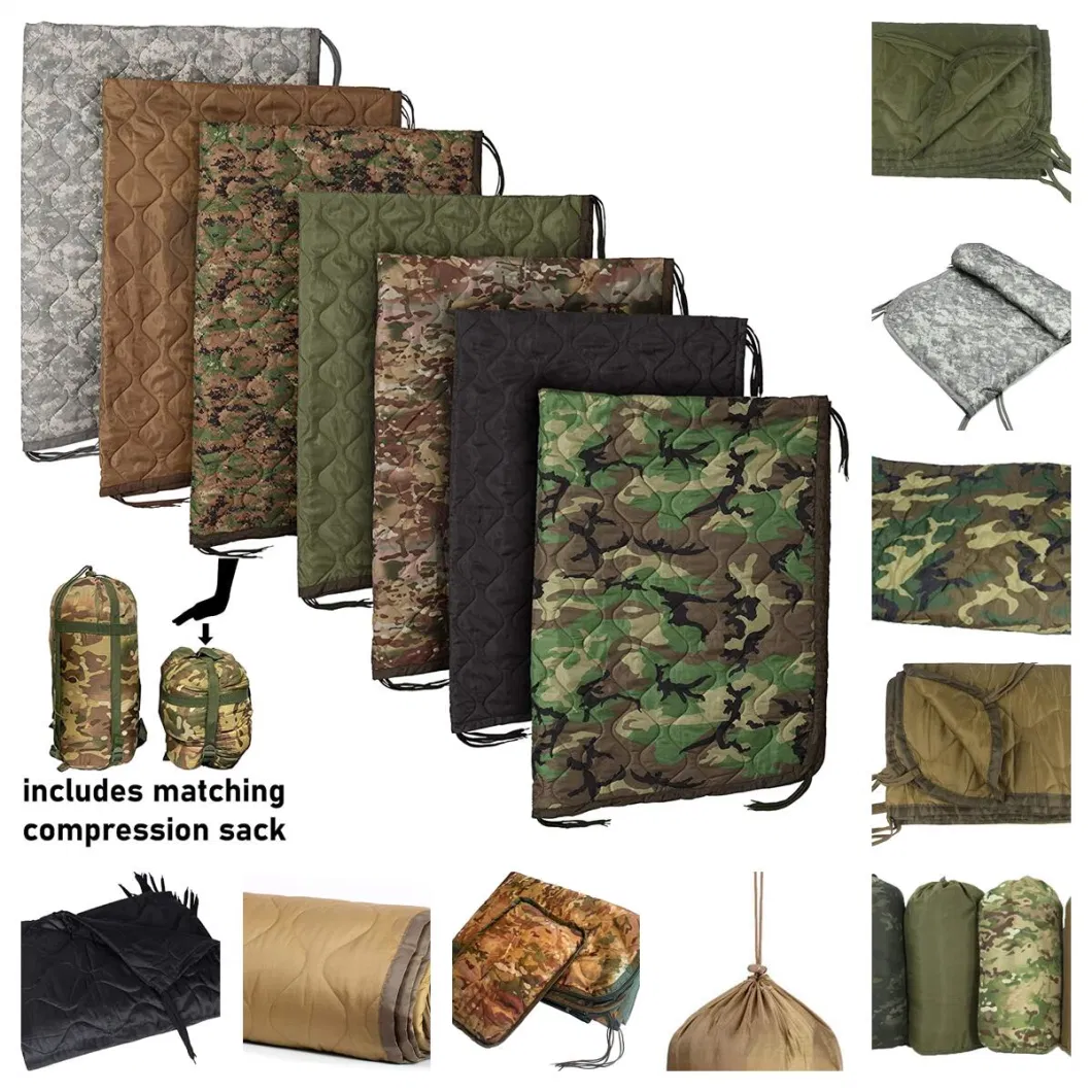 Multicam Poncho Liner Blanket Sleeping Pad Waterproof Zipper Tactical Woobie Blanket