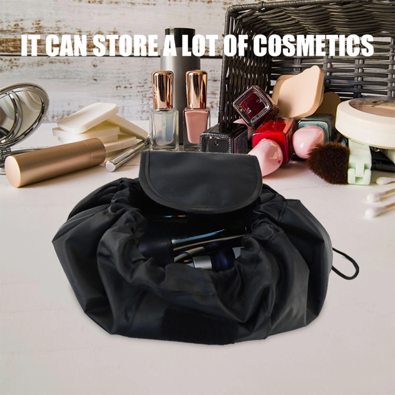 2024 New Popular High-Quality Lazy Drawstring Makeup Bag Black Banded Cosmetic Bag