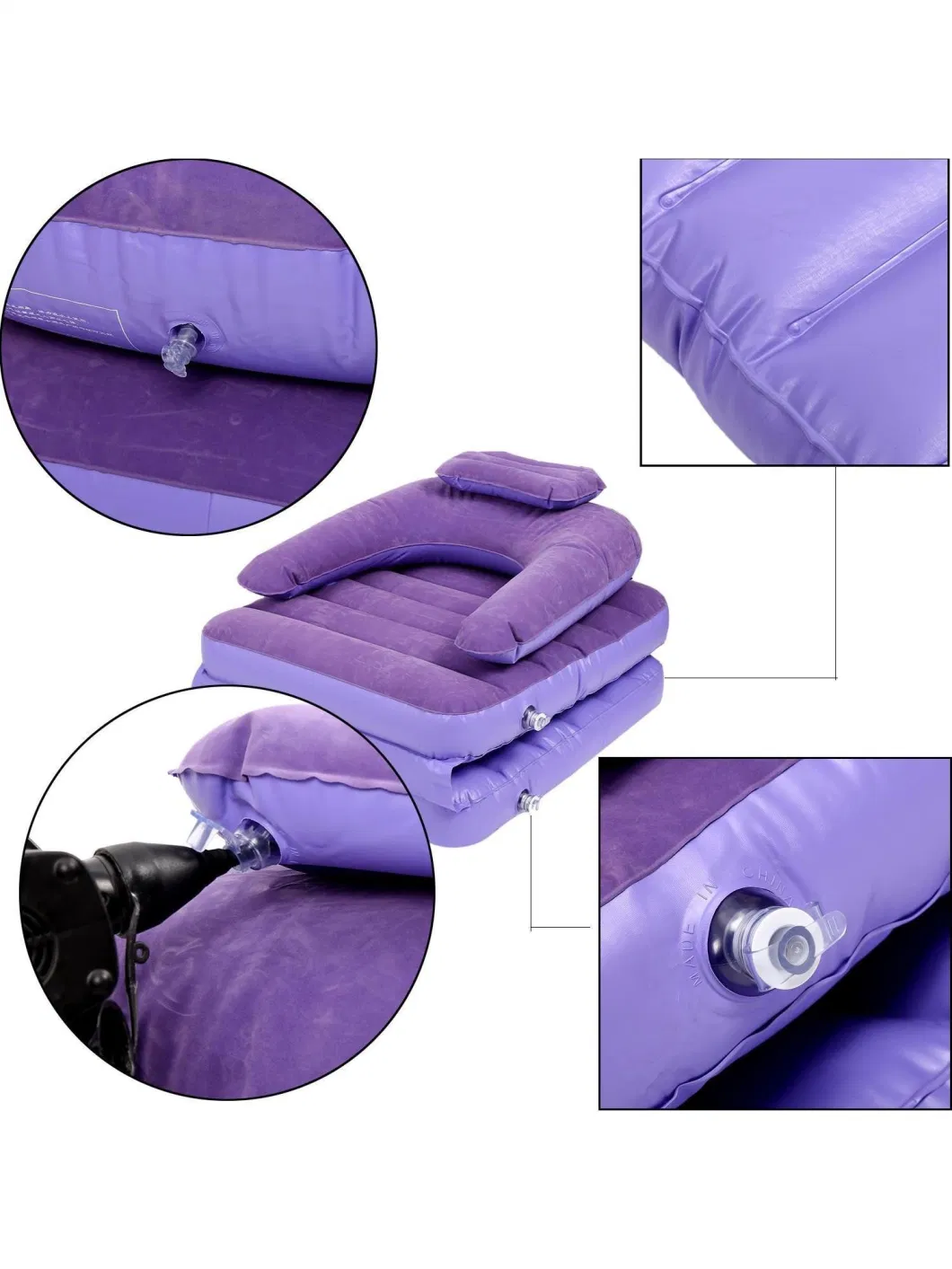 Portable Foldable Single Flocked Inflatable Air Bed Mattress Outdoor Camping Bed
