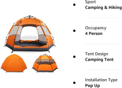 Instant Pop Up Camping Zelt 2-3 Person Automatische hydraulische Wasser Widerstandsfähiges Doppelschicht-Zelt für den Außenbereich