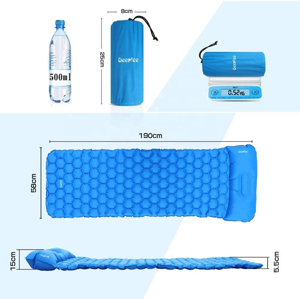 Air Sleeping Bed Inflatable Ultralight Mat Camping Mattress with Pillow