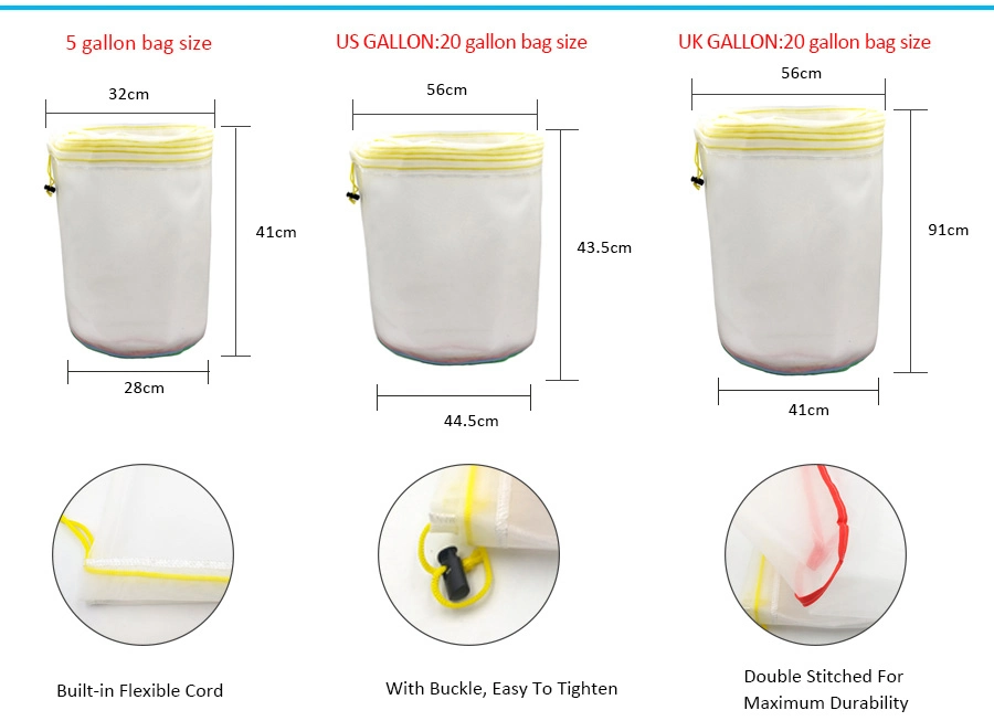 20 Gallon Nylon Mesh Bubble Filter Bag Kits
