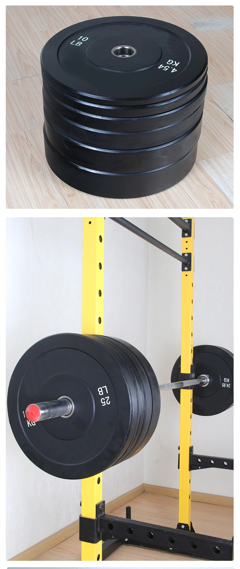 Wholesale Gym Weight Lifting Rubber Bumper Plates Standard Black 2 Inch Lbs Kg Barbell Fitness Training Equipment Weight Plate 20kg