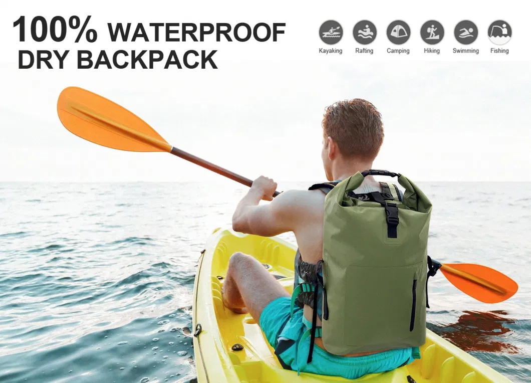 Waterproof Canvas Durable Outdoor Hiking Camping Roll Top Waterproof Dry Backpack