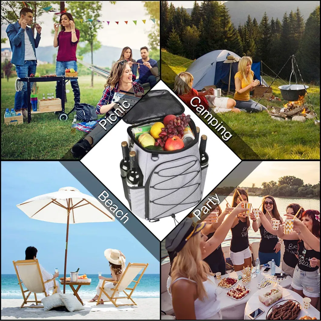 Custom Logo Lightweight Soft Beach Wine Bag Insulated Picnic Lunch Food Delivery Bags Thermal Cooler Backpack for Adults Kids