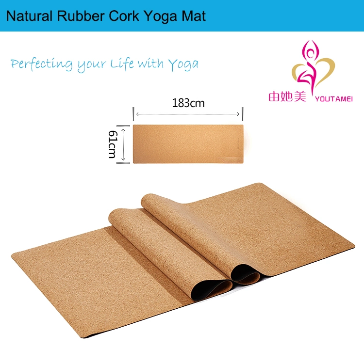 Natural Rubber Non-Slip Eco-Friendly Non-Toxic, 72&quot; X 24&quot; X 4 mm Extra Large Wide for Hot Yoga Pilates and Exercise Cork Yoga Mat