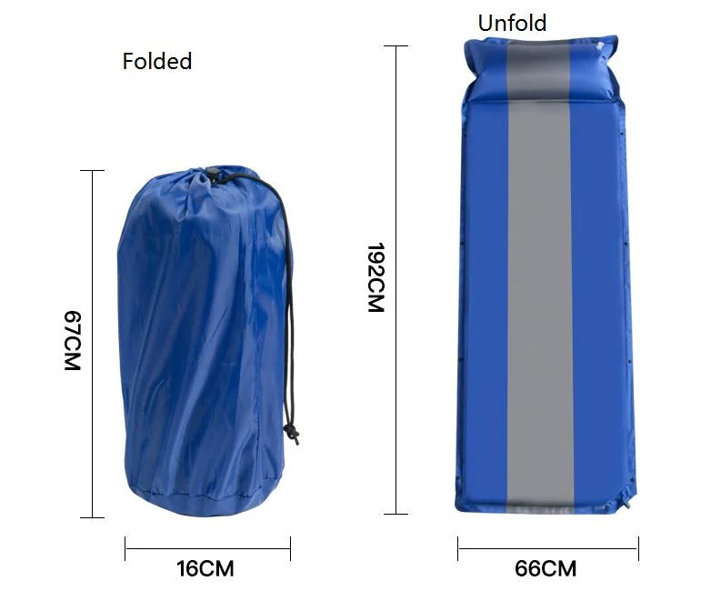 Folding Portable Lightweight TPU Compact Nylon Inflatable Sleeping Pad Outdoor Picnic Mat Self Inflating Air Camping Mattress