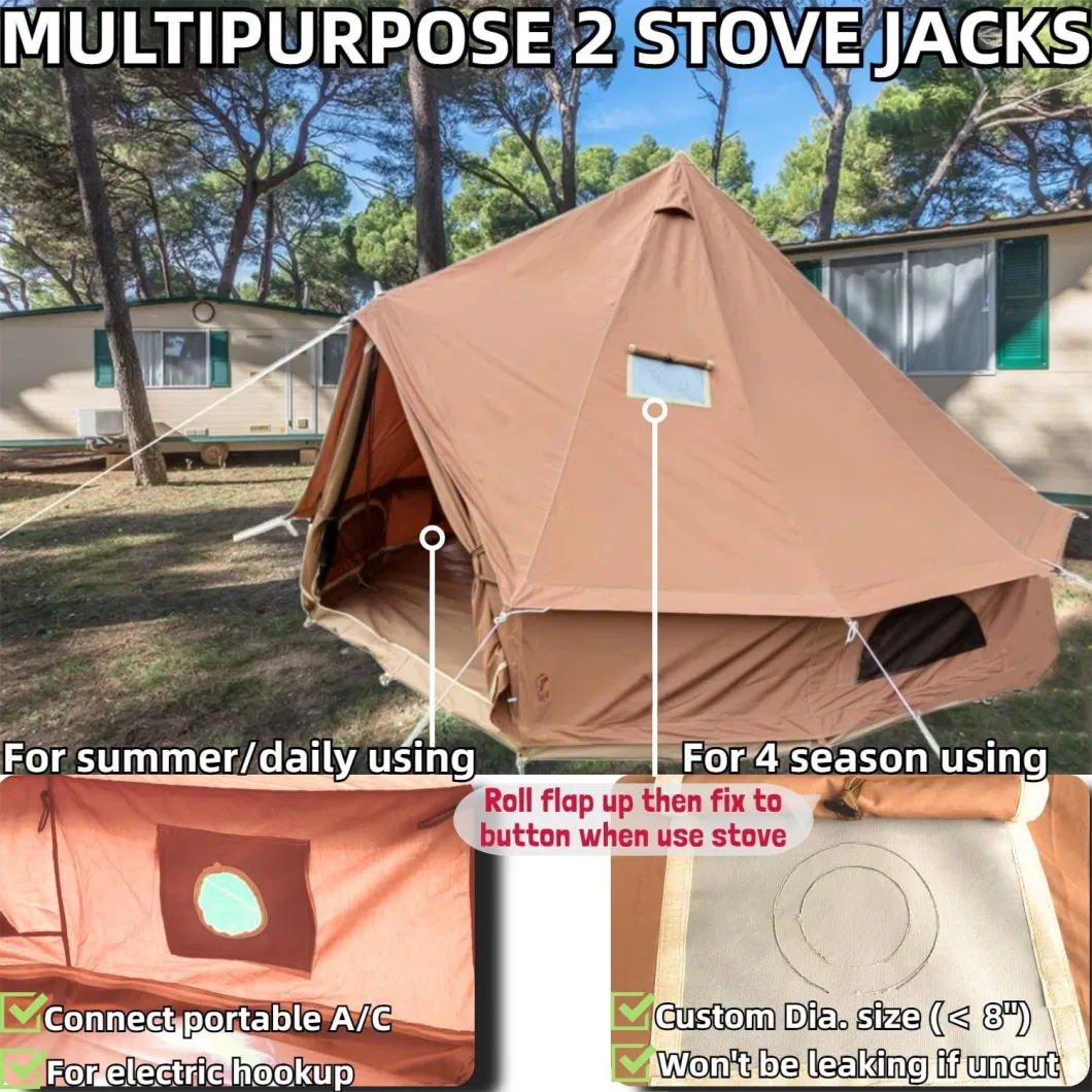 Hunting Rainfly Waterproof 2 Stove Jacks Camping Waterproof Luxury Bell Tents