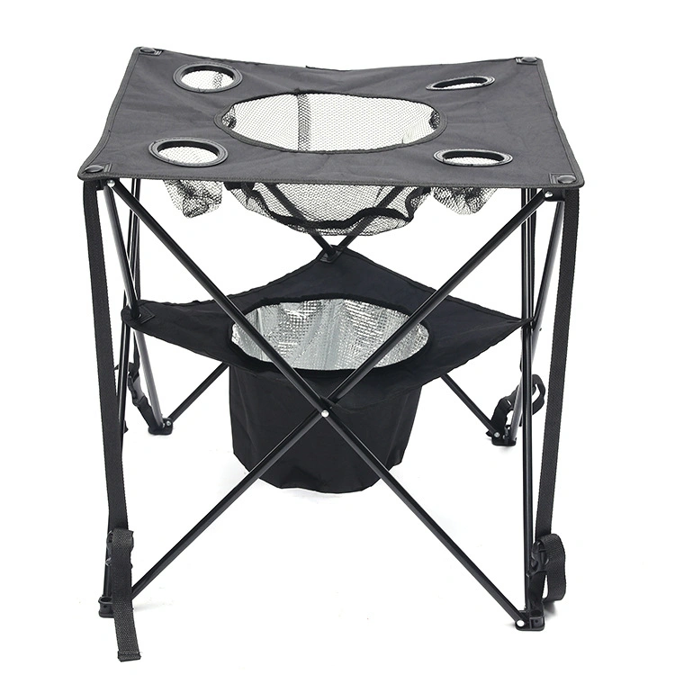 Portable Outdoor Beach Picnic Leisure Table Cup Holder Mesh Bag Folding Camping Table