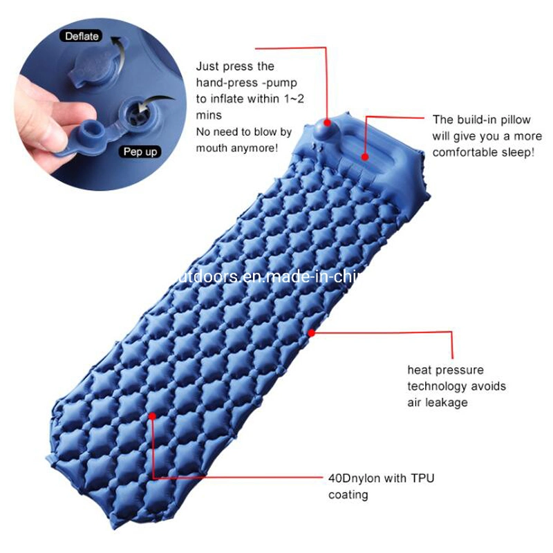 Automatic Self-Inflatable Foldable Outdoor Camping Cushion Mat TPU Air Mattress with Pillow