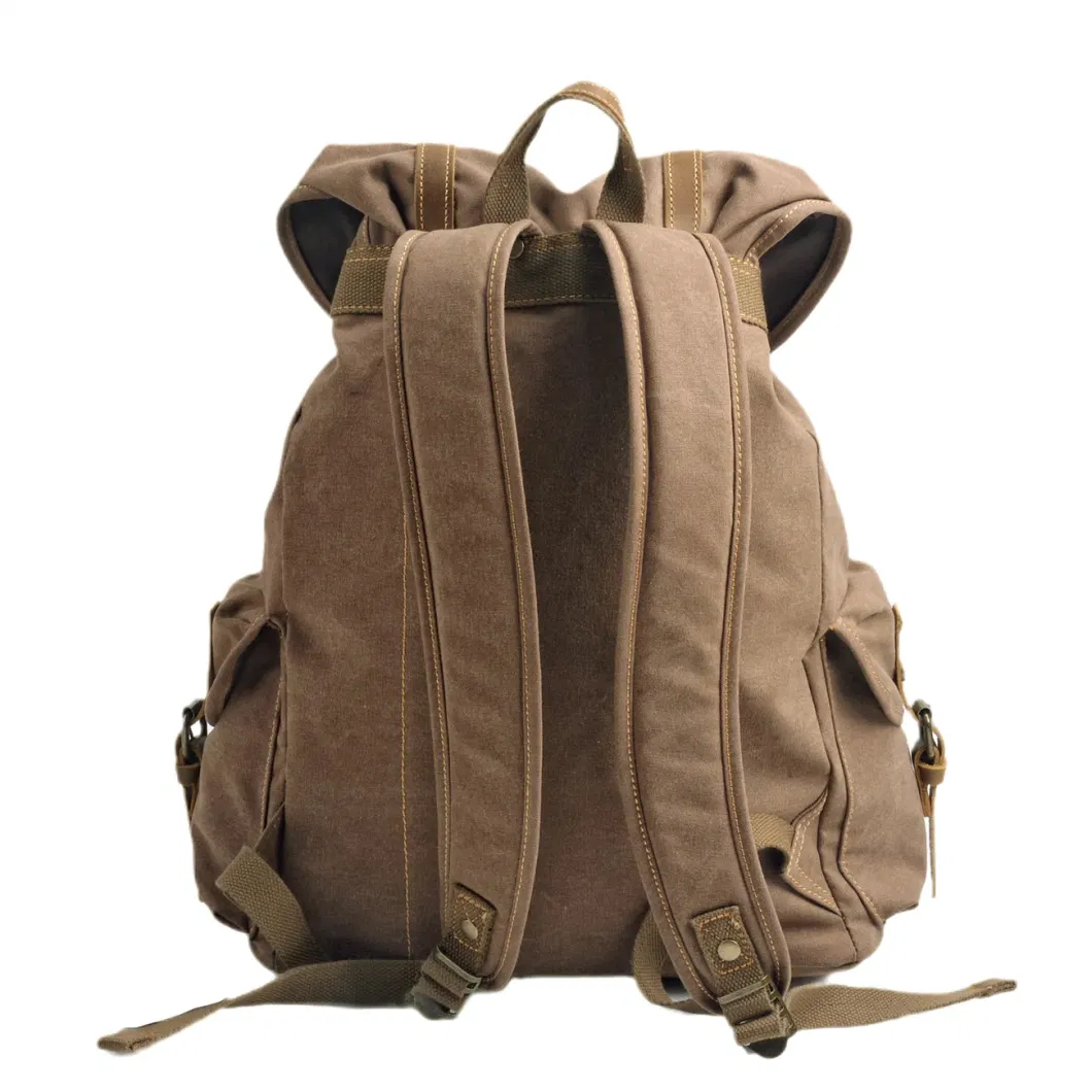 Unisex Washed Waxed Canvas Backpack Outdoor Activities Travel Outdoor Leather Canvas Backpack