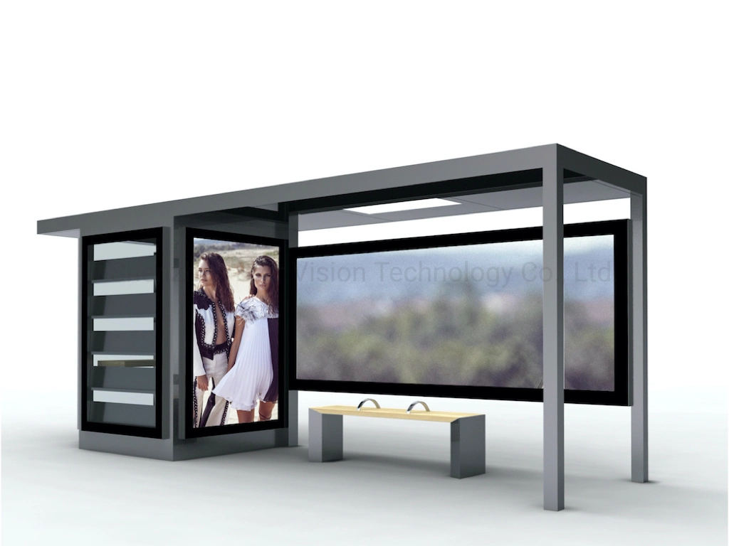 Galvanize Steel Anti Vandalism Digital Bus Stop Shelter for Urban City