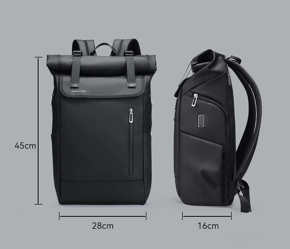 Durable Anti Theft Large Capacity Waterproof Lightweight Custom Updated Roll Top Laptop Backpack