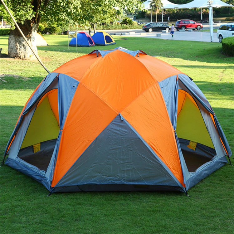 Large Double Deck, 3-Door, 6-Point Tent, 10 People Manual Tent