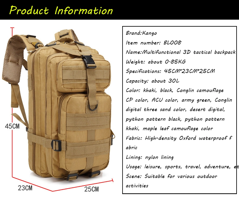 Kango Outdoor Sports Trekking Hunting Hiking Tactical Strap Backpack Military Tactical Backpack Small Bag