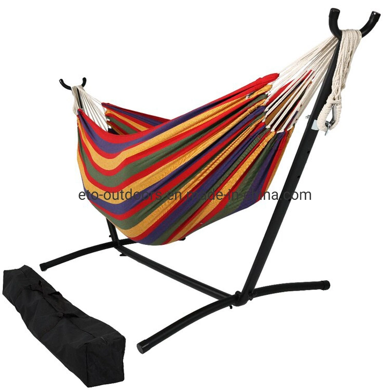 Indoor Double Cotton Canvas Hammock with Stand Home Decoration