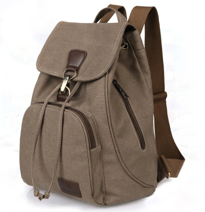 Fashion Large Waterproof Waxed Cotton Canvas Drawstring Backpack