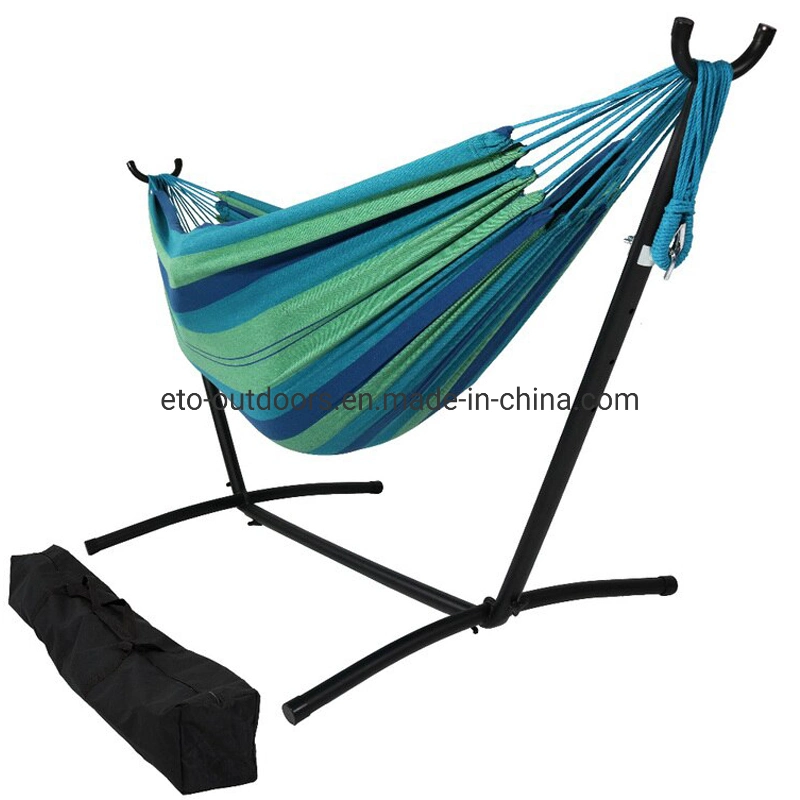 Indoor Double Cotton Canvas Hammock with Stand Home Decoration