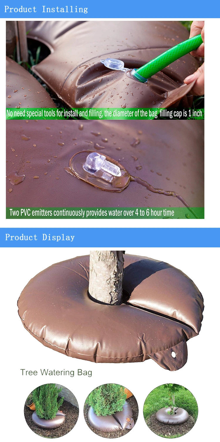 20 Gallon Brown PVC Irrigation Tree Watering Ring, Slow Release Tree Watering Bag with 2 Years Warranty