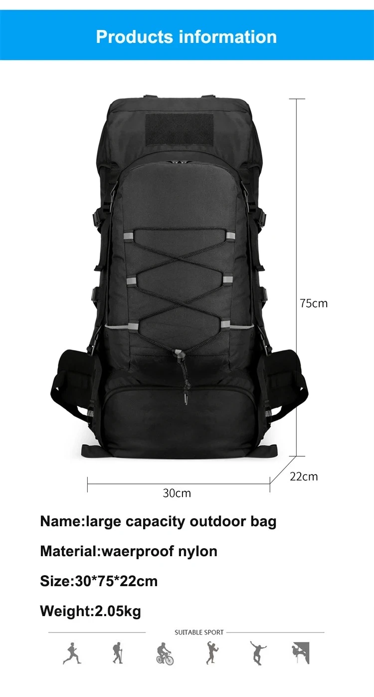 Multifunctional Hiking Bag 2 in 1 Custom Outdoor Portable Sports Inside Frame Hiking Bag Travel Small and Large Bag 100L Hiking Backpack
