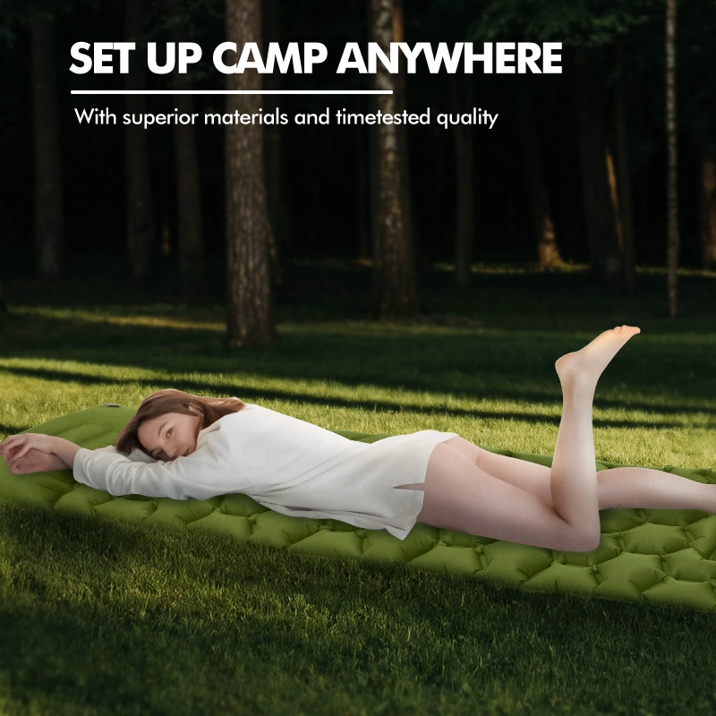 Camping Sleeping Pad with Built-in Foot Pump Waterproof Air Mattress Sleeping Mat