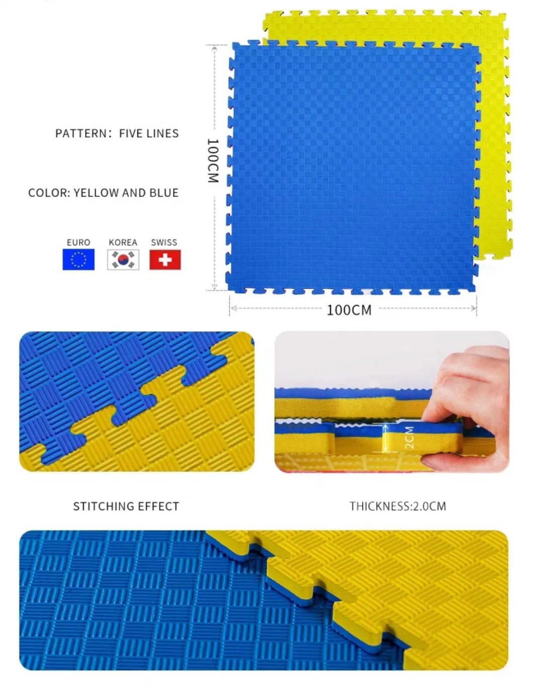 Wholesales Eco Friendly 60X60cm Thick Gym Floor Mats Puzzle Tatami Exercise Mat with EVA Interlocking Tiles