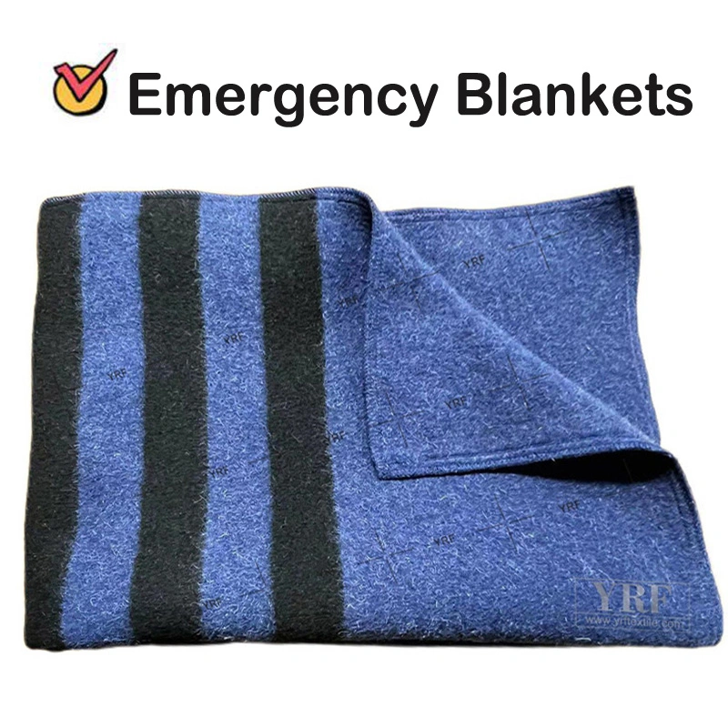 Military Style Blanket 50% Wool Grey Blue Camp Blanket Waterproof Fireproof Logo 600g 150X200cm Emergency Relief Shelter Isolation Thermal Blanket