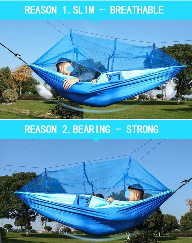 Portable Ultralight Nylon Camping Hammock with Mosquito Net Windproof Swing Wyz13012
