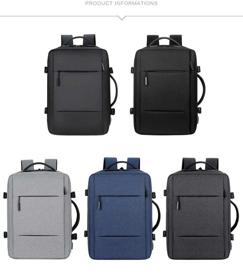 Classic Travel Backpack Men Business Backpack School Expandable USB Bag Large Capacity Laptop Waterproof Fashion Backpack