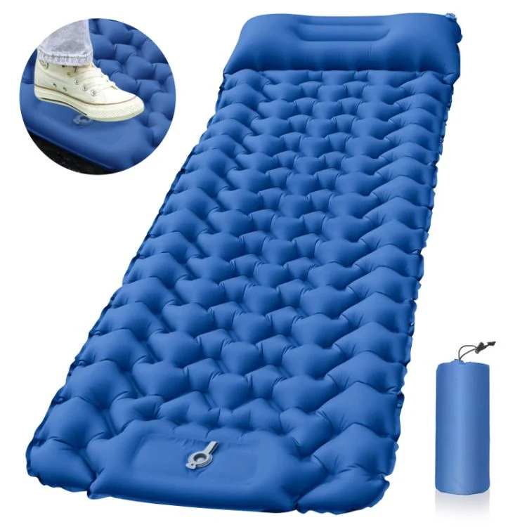 Automatic Built-in Foot Pump Portable Foldable Inflatable Outdoor Camping Mattress Air Bed Beach Picnic Mat Sleeping Mat with Handbag