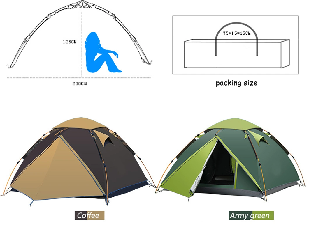 The Factory Price Outdoor Event Waterproof Large 2-6 Person Single Story Structure with Quick Open Camping Tent