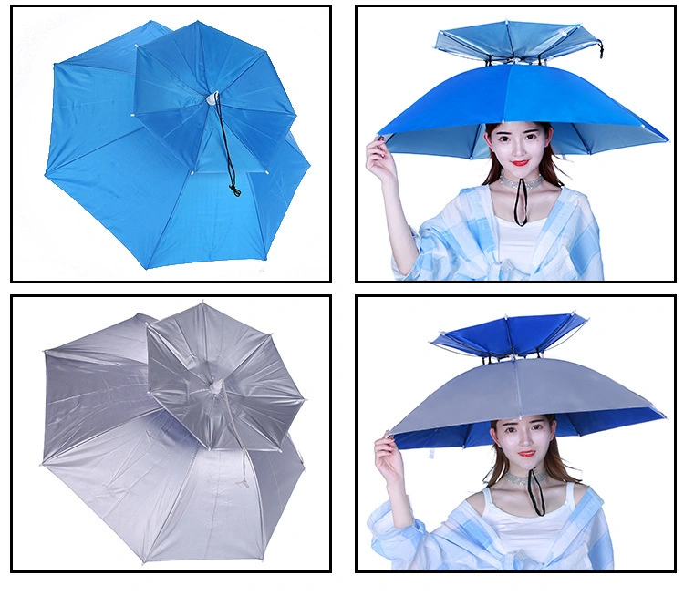 OEM Foldable Outdoor Sports Camping/Fishing Dia 80cm Anti Sun Double Canopy Head Hat Umbrella for Adult