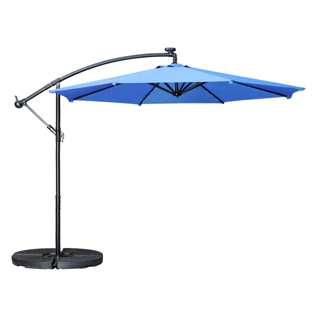 Mi-LAN Outdoor Garden 8 Panel Patio Banana Umbrella 3m Parasol Cantilever LED