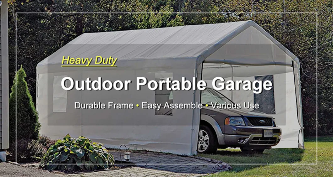 Outdoor Steel Frame Storage Garage Polyethylene Portable Garage Car Shelter with Waterproof and UV-Treated Ripstop Cover