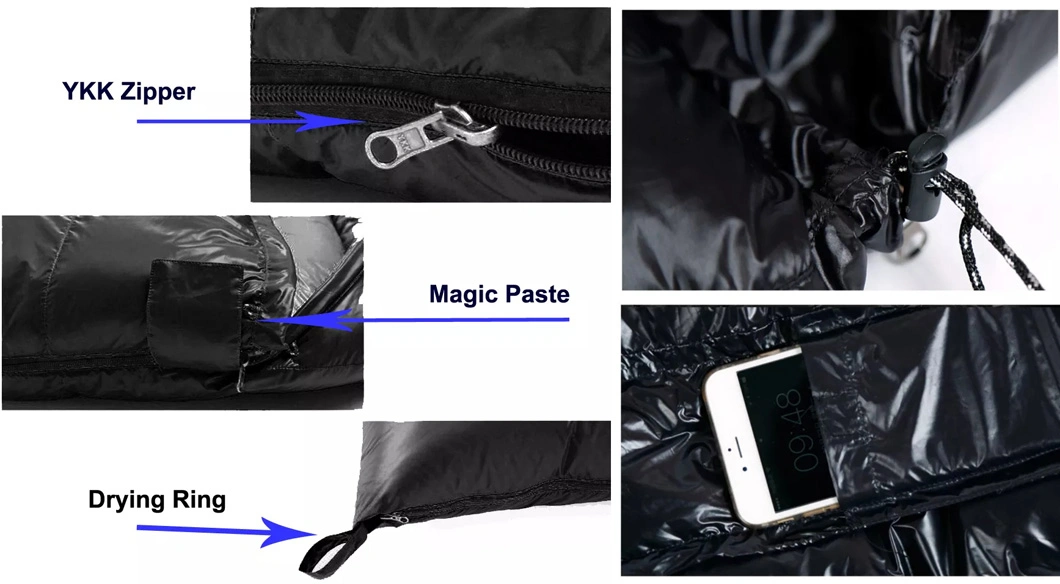 Customizable Adult Waterproof 3 Season Outdoor Black Color 2 Person Sleeping Bag Camping Double
