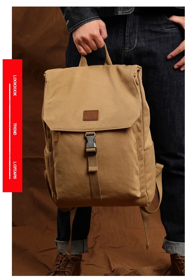 Minimalistic Outdoor Gym Roll Top Backpack Travel Camping Waterproof Backpack Custom Casual Sports Men Canvas Backpack