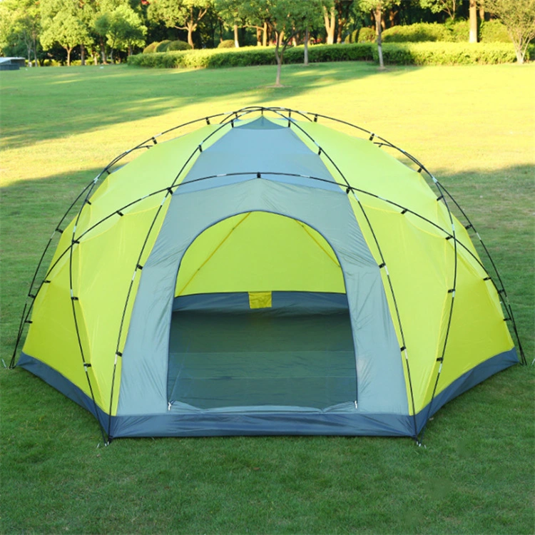 Large Double Deck, 3-Door, 6-Point Tent, 10 People Manual Tent