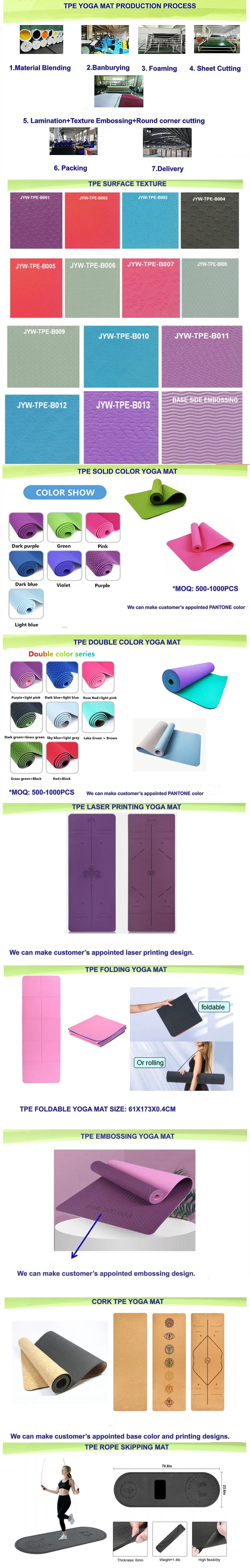 Eco Friendly Large Digital Organic Blue TPE Custom Print OEM Yoga Mat Anti Slip Non-Slip TPE Yoga Mat